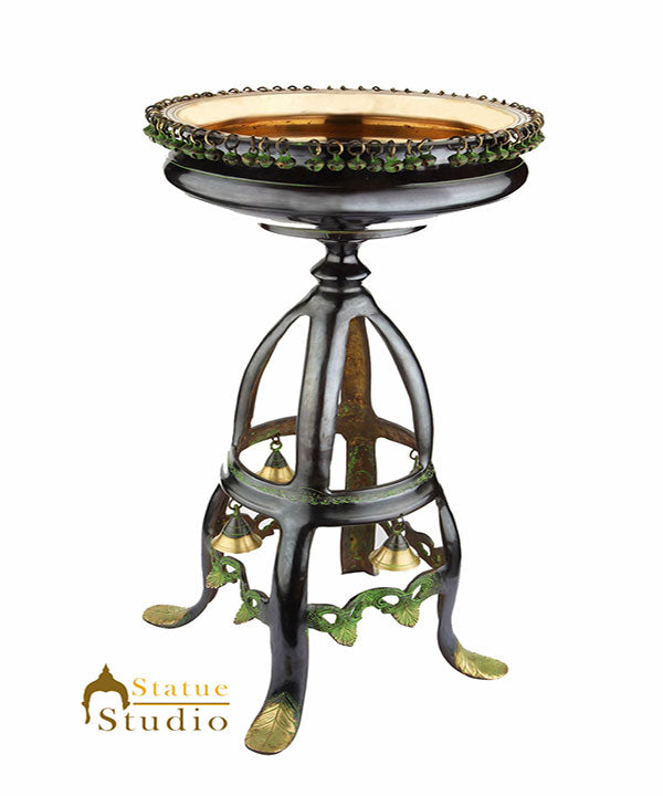 Big South Indian Style Antique Home Décor Urli Vessel Bowl Varpu Stand Showpiece