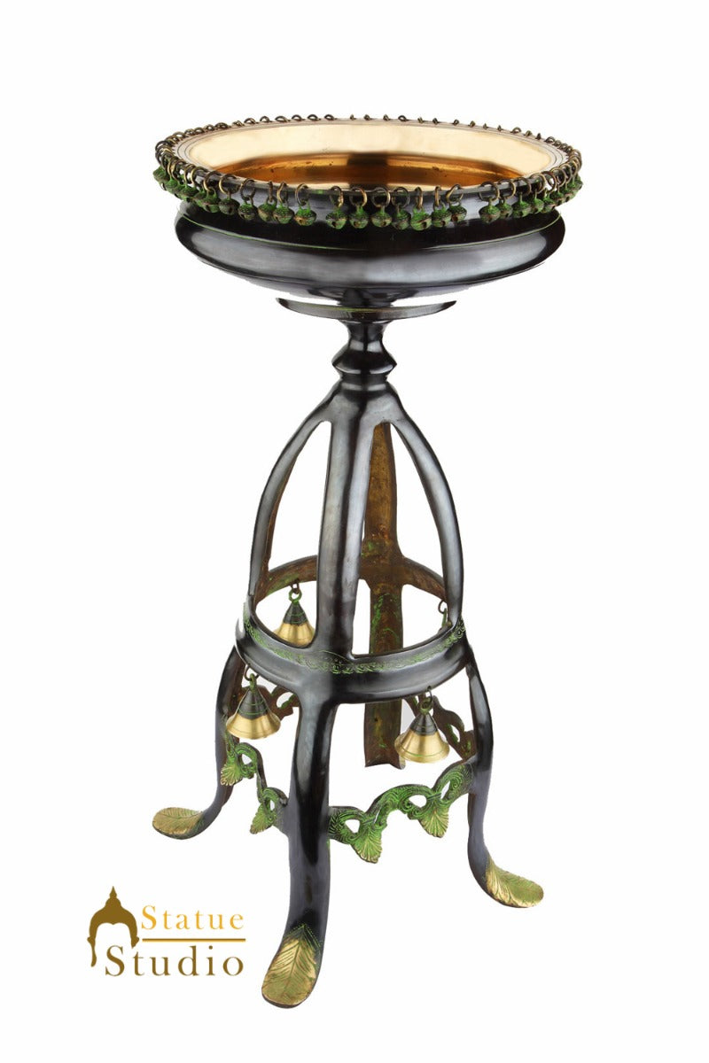 Big South Indian Style Antique Home Décor Urli Vessel Bowl Varpu Stand Showpiece - Image 2