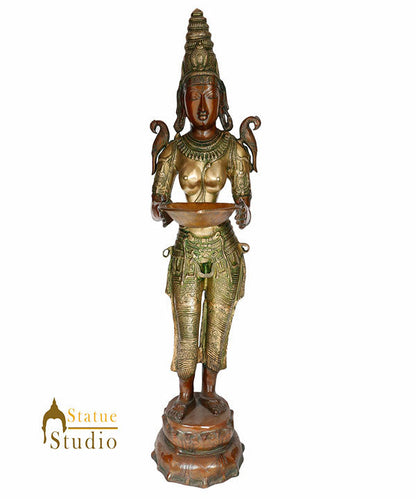 Large Religious Spiritual Welcome Décor Deep Lady Deeplakshmi Idol Statue 43" by vendor-unknown - Decor (View 2)