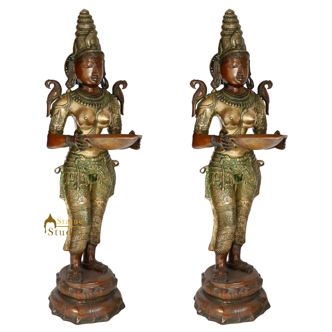 Large Religious Spiritual Welcome Décor Deep Lady Deeplakshmi Idol Statue 3.5ft