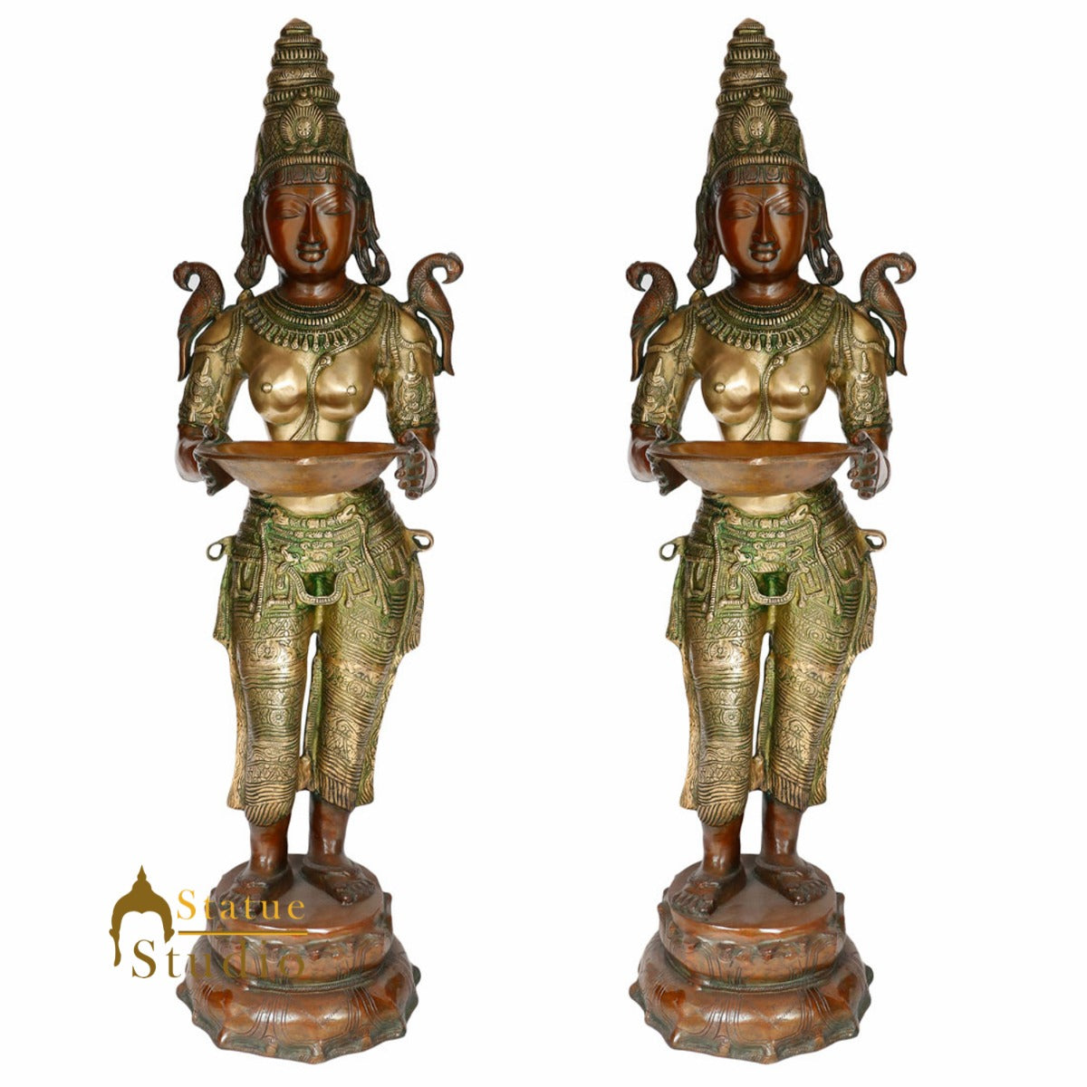 Large Religious Spiritual Welcome Décor Deep Lady Deeplakshmi Idol Statue 3.5ft - Eco-friendly - Sama Homes