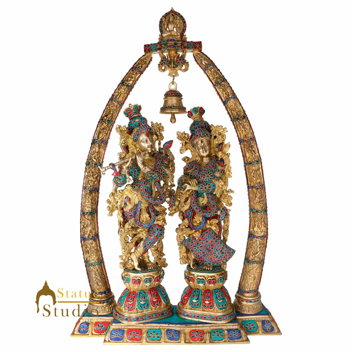 Large Radha Krishna Arch Set Religious Gift Décor Statue Masterpiece Idol 4 Feet - Eco-friendly - Sama Homes
