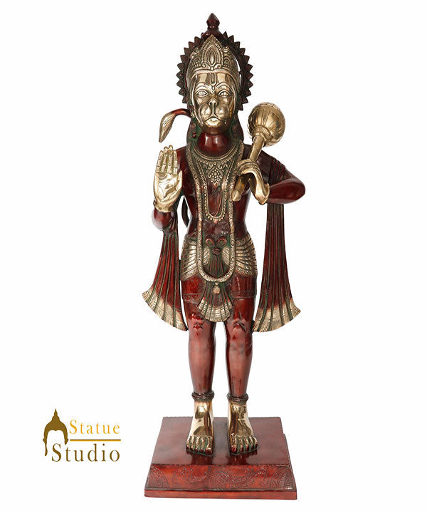 Brass Exclusive Standing Hanuman Statue For Home Decor 3 Feet - Image 2