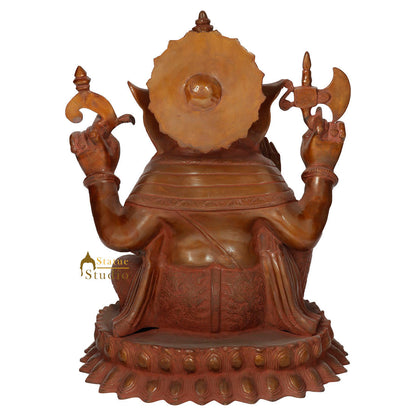 Large Antique Finish Lord Ganpati Murti Fine Ganesh Lucky Décor Gift Statue 22" by vendor-unknown - Hindu Gods (View 4)