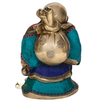 Brass Chinese Laughing Happy Buddha Statue Stone Work Decor Showpiece 19 Inch by vendor-unknown - Buddha (View 4)