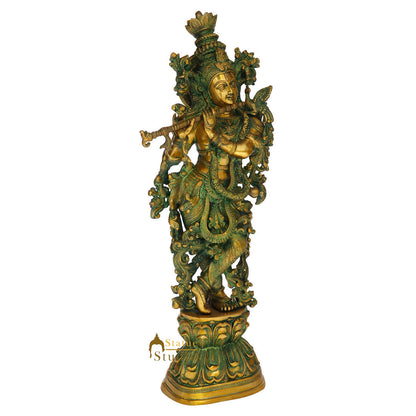 Indian Brass Lord Krishna God Statue Murti Religious Décor Idol Showpiece 29" by vendor-unknown - Hindu Gods (View 3)