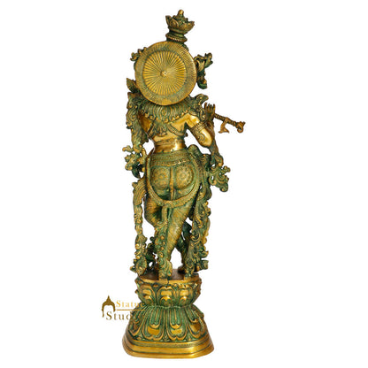 Indian Brass Lord Krishna God Statue Murti Religious Décor Idol Showpiece 29" by vendor-unknown - Hindu Gods (View 4)