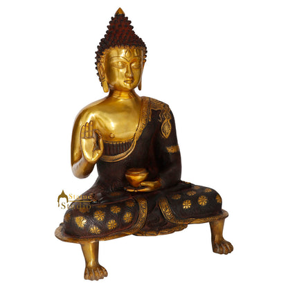 Indian Brass Blessing Buddha Statue Home Décor Antique Finish Idol Gift 21" by vendor-unknown - Buddha (View 3)