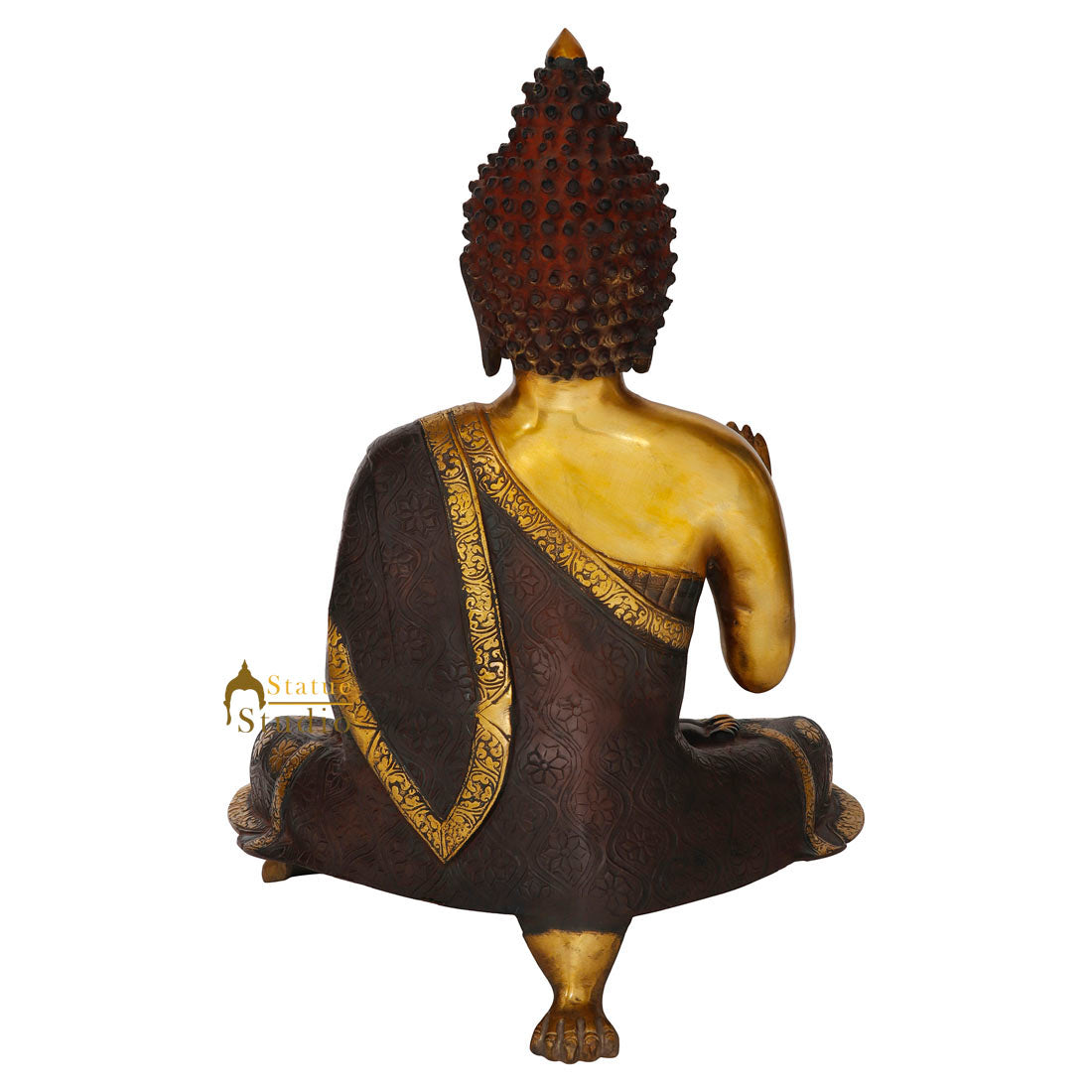 Indian Brass Blessing Buddha Statue Home Décor Antique Finish Idol Gift 21" - Image 4
