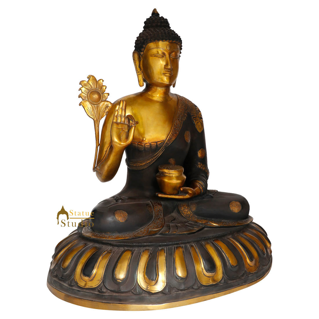 Large Antique Finish Blessing Budhist God Buddha Home Décor Statue Idol Gift 28" - Image 3