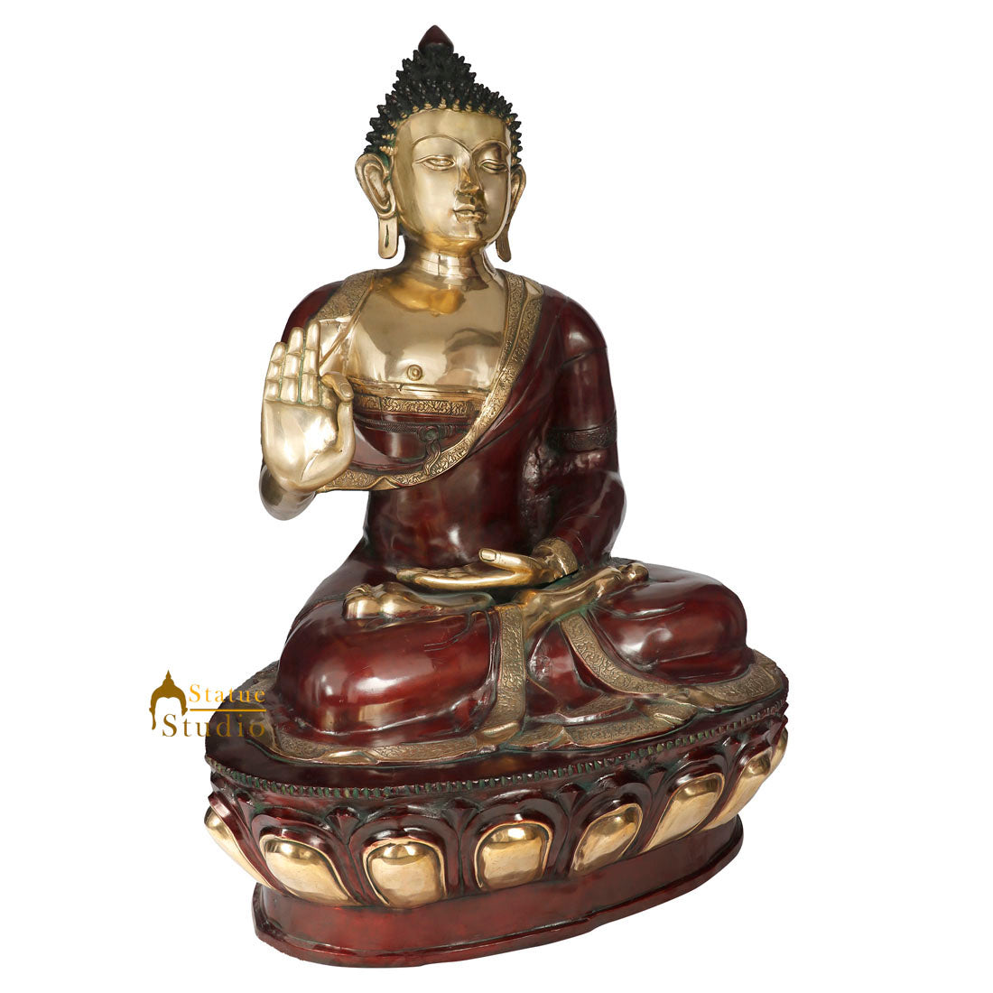 Very Large Exclusive 4 Feet Indian Brass Buddha Home Garden Décor Statue Idol