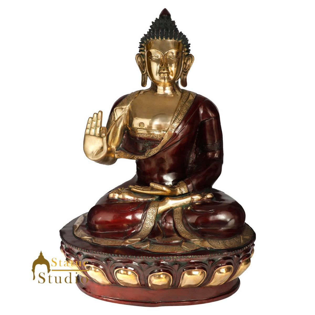 Very Large Exclusive 4 Feet Indian Brass Buddha Home Garden Décor Statue Idol