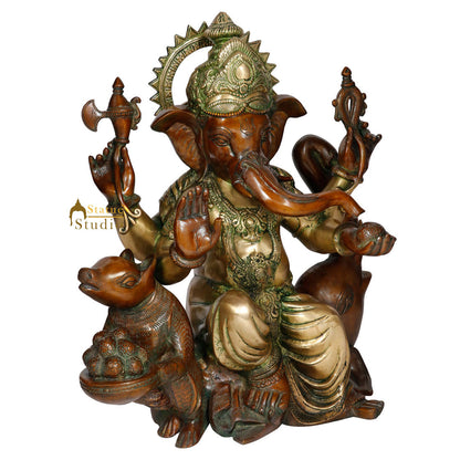 Exclusive Fine Large Ganpati Idol With Mouse Ganesha Religious Décor Statue 22" by vendor-unknown - Hindu Gods (View 3)