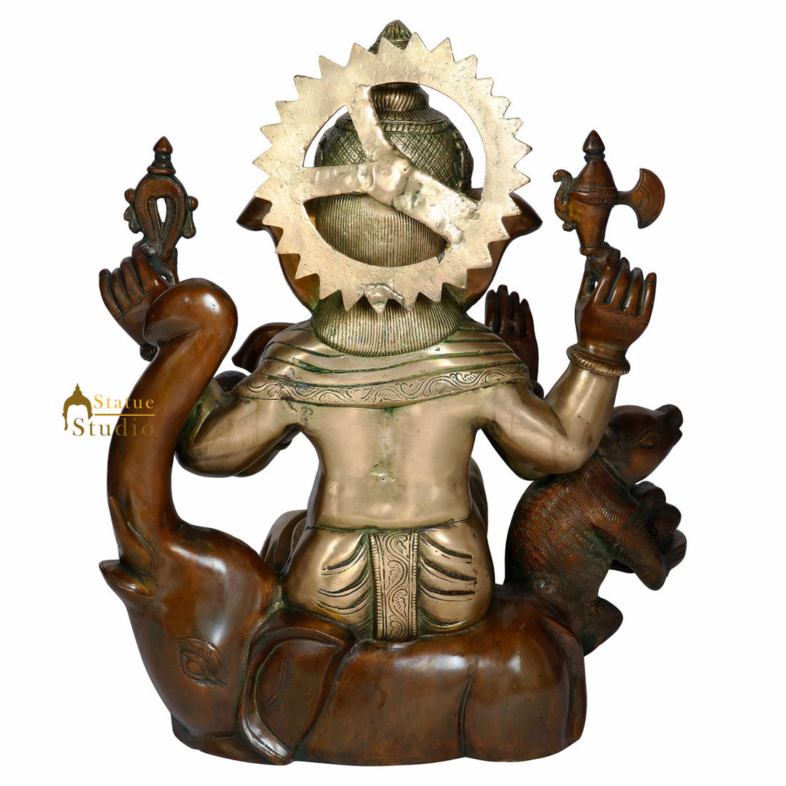 Exclusive Fine Large Ganpati Idol With Mouse Ganesha Religious Décor Statue 22"