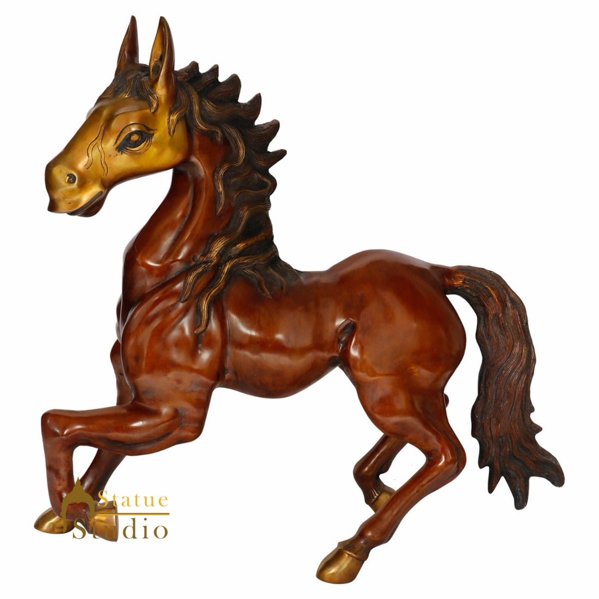 Brass Feng Shui Vastu Home Garden Décor Horse Statue Sculpture Showpiece 2 Feet - Eco-friendly - Sama Homes
