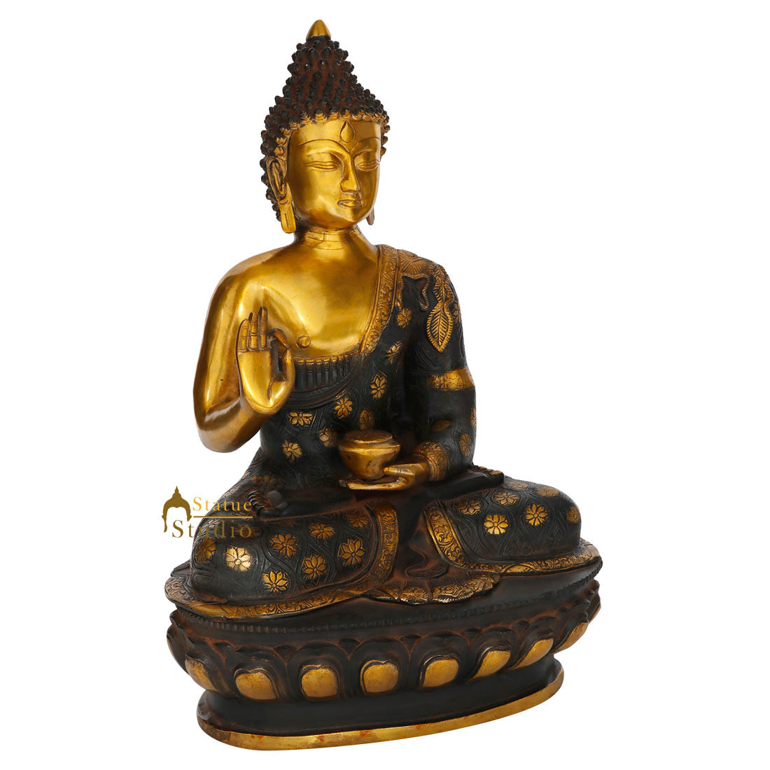 Antique Gold Finish Blessing Bodhisatva Feng Shui Vastu Décor Buddha Statue 23" - Image 3