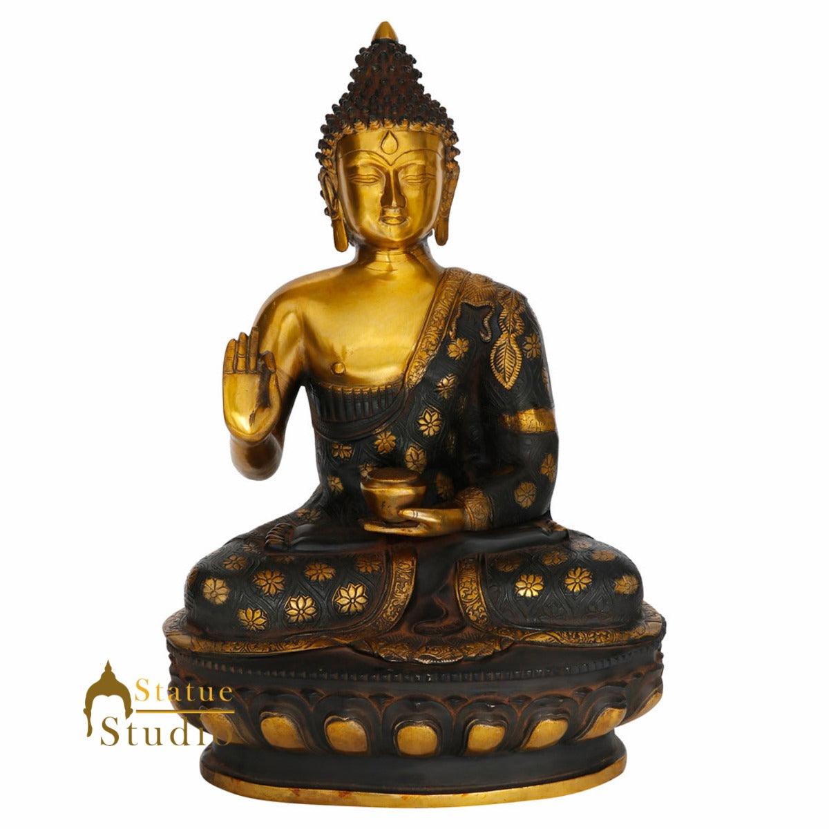 Antique Gold Finish Blessing Bodhisatva Feng Shui Vastu Décor Buddha Statue 23"