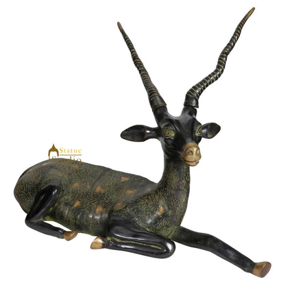 Indian Brass Home Garden Décor Sitting Deer Statue Figurine Showpiece Pair 17" by vendor-unknown - Decor (View 3)
