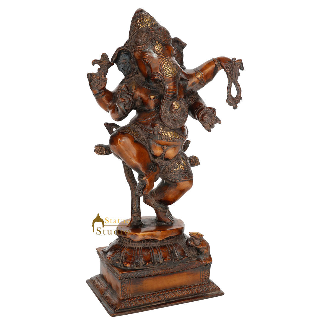 Rare Dancing Brass Ganesha Lucky Feng Shui Vastu Décor Ganpati Statue Idol 18" - Image 3