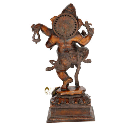 Rare Dancing Brass Ganesha Lucky Feng Shui Vastu Décor Ganpati Statue Idol 18" by vendor-unknown - Hindu Gods (View 4)
