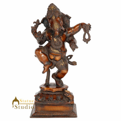 Rare Dancing Brass Ganesha Lucky Feng Shui Vastu Décor Ganpati Statue Idol 18" by vendor-unknown - Hindu Gods (View 2)