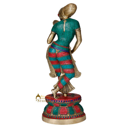 Indian Celestial Lucky Decor Standing Lady With Mirror Statue Showpiece 3 Feet by vendor-unknown - Decor (View 3)