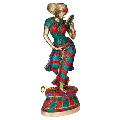 Indian Celestial Lucky Decor Standing Lady With Mirror Statue Showpiece 3 Feet by vendor-unknown - Decor (View 4)