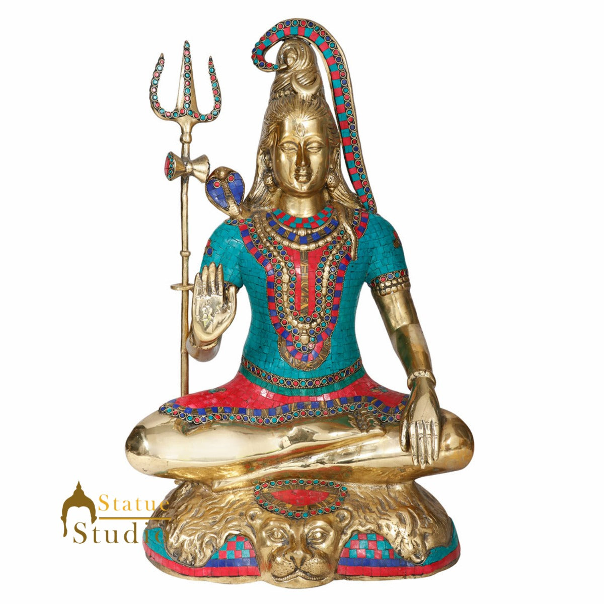 Indian Lord Shankar Bhagwan Fine Inlay Shiva Statue Religious Décor Idol 2 Feet - Image 3