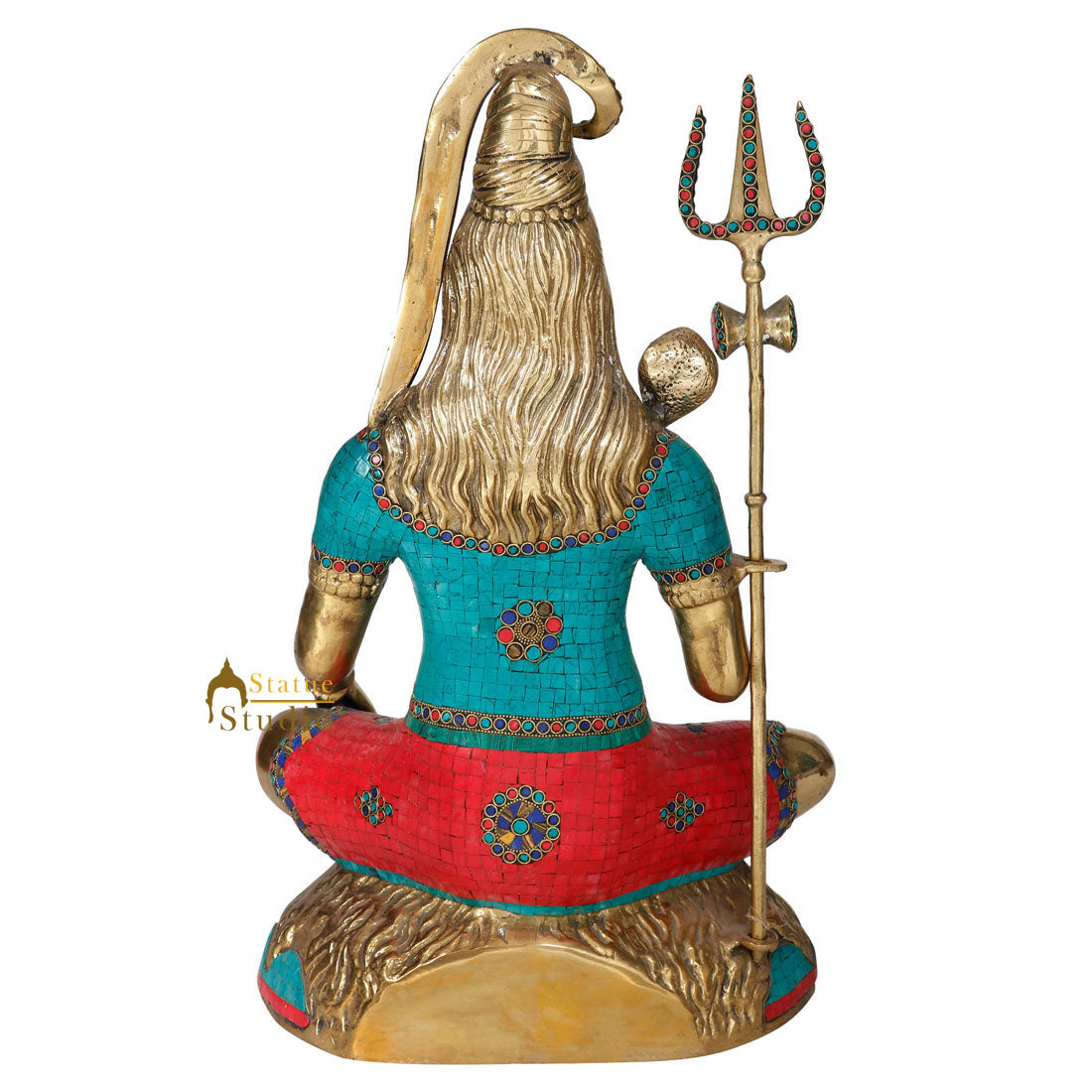 Indian Lord Shankar Bhagwan Fine Inlay Shiva Statue Religious Décor Idol 2 Feet - Image 5