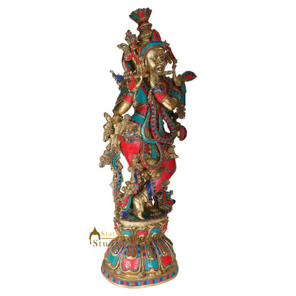 Large Size Fine Inlay Work Lord Krishna Idol Décor Gift Murti Statue 4 Feet by vendor-unknown - Hindu Gods (View 3)