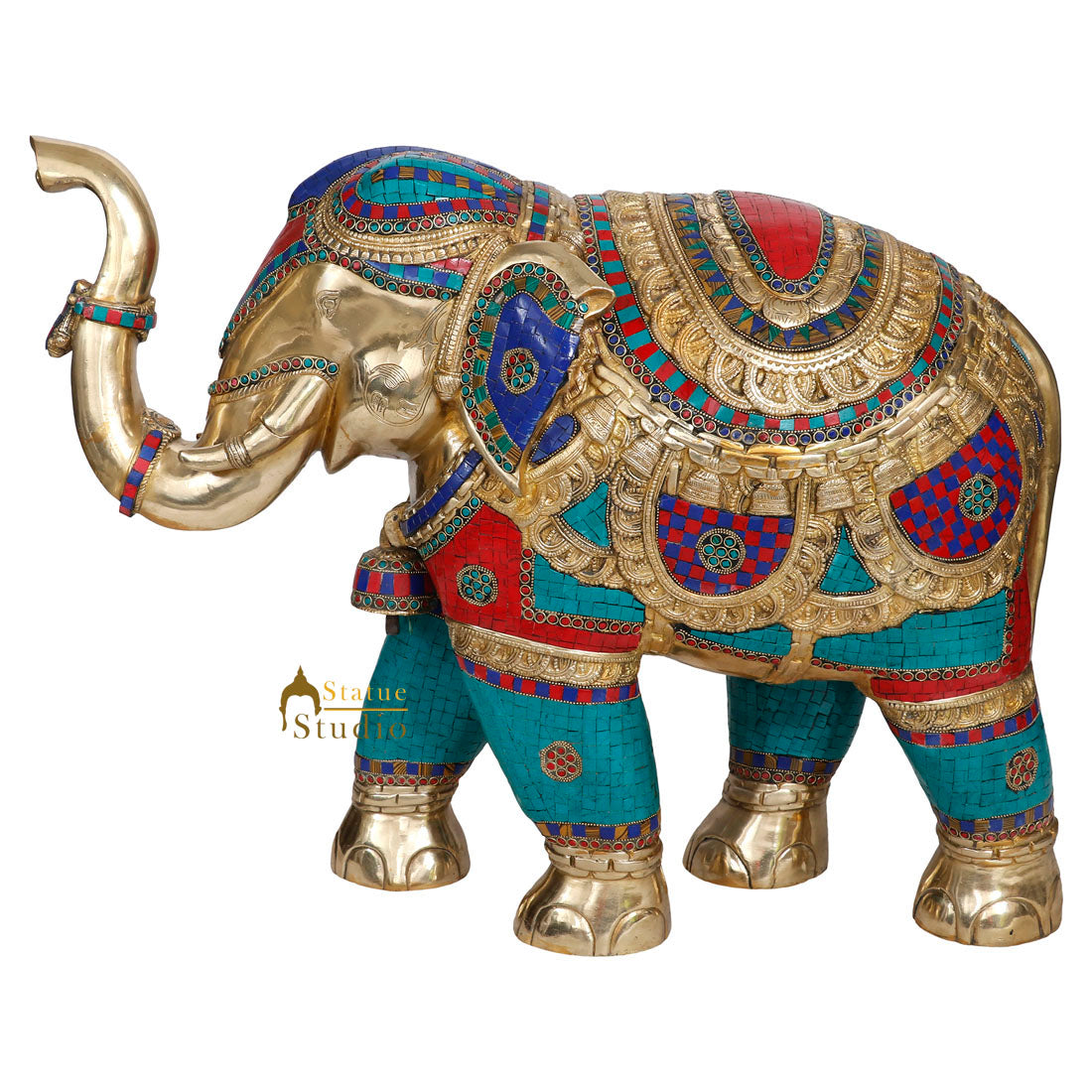 Large Brass Elephant Vastu Fengshui Figurine Statue Idol Décor Showpiece 21"