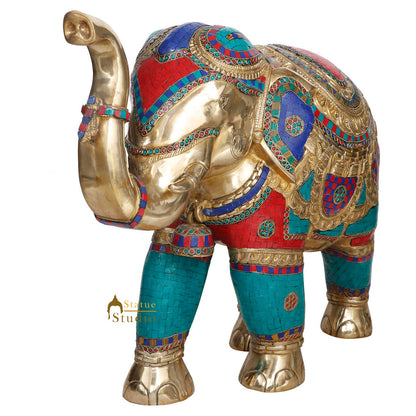 Large Brass Elephant Vastu Fengshui Figurine Statue Idol Décor Showpiece 21" by vendor-unknown - Decor (View 4)