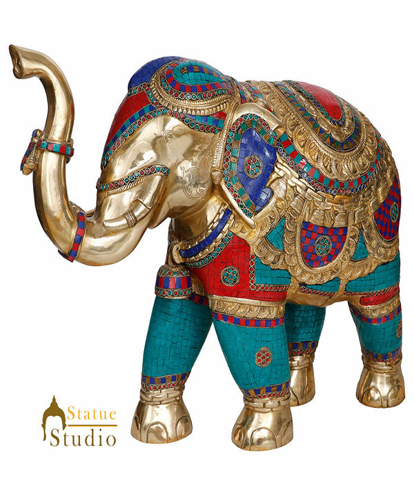 Large Brass Elephant Vastu Fengshui Figurine Statue Idol Décor Showpiece 21" - Image 2