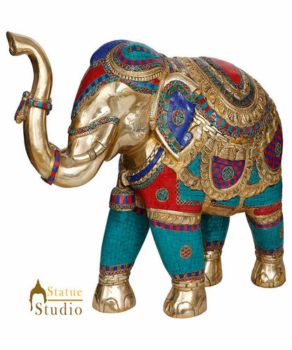 Large Brass Elephant Vastu Fengshui Figurine Statue Idol Décor Showpiece 21" by vendor-unknown - Decor (View 2)