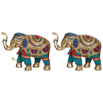 Large Brass Elephant Pair Vastu Fengshui Figure Statue Idol Décor Showpiece 21" by vendor-unknown - Decor (View 3)