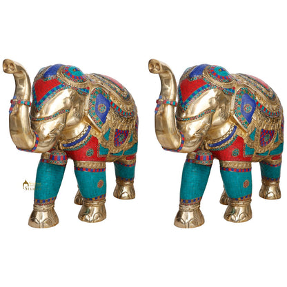 Large Brass Elephant Pair Vastu Fengshui Figure Statue Idol Décor Showpiece 21" by vendor-unknown - Decor (View 4)