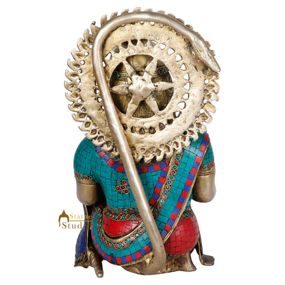 Brass Fine Sitting Hanuman Idol Stone Work For Home Decor Showpiece 16" by vendor-unknown - Hindu Gods (View 4)
