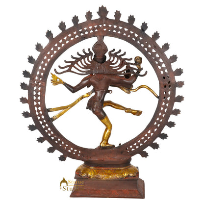 Antique Gold Finish Dancing Shiva Nataraja Statue Décor Gift Idol Showpiece 22" by vendor-unknown - Hindu Gods (View 4)
