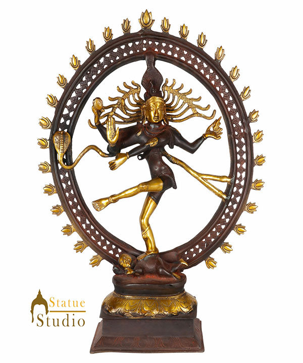 Antique Gold Finish Dancing Shiva Nataraja Statue Décor Gift Idol Showpiece 22" - Image 2