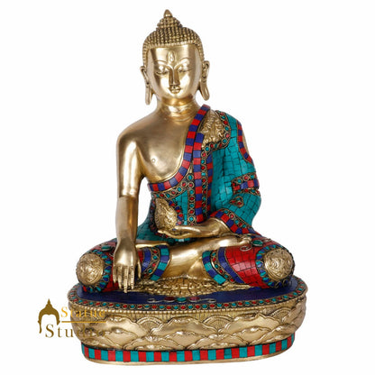 Nepalese Inlay Work Earth Touching Buddha Room Décor Statue Idol Figurines 15" by vendor-unknown - Buddha (View 2)