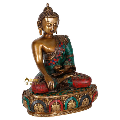 Antique Inlay Work Chinese Sakyamuni Buddha Bust Décor Idol Showpiece Statue 14" by vendor-unknown - Buddha (View 3)
