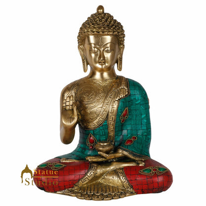 Finest Inlay Mantra Engraved Buddha Sitting Home Office Décor Statue Idol 12" by vendor-unknown - Buddha (View 2)