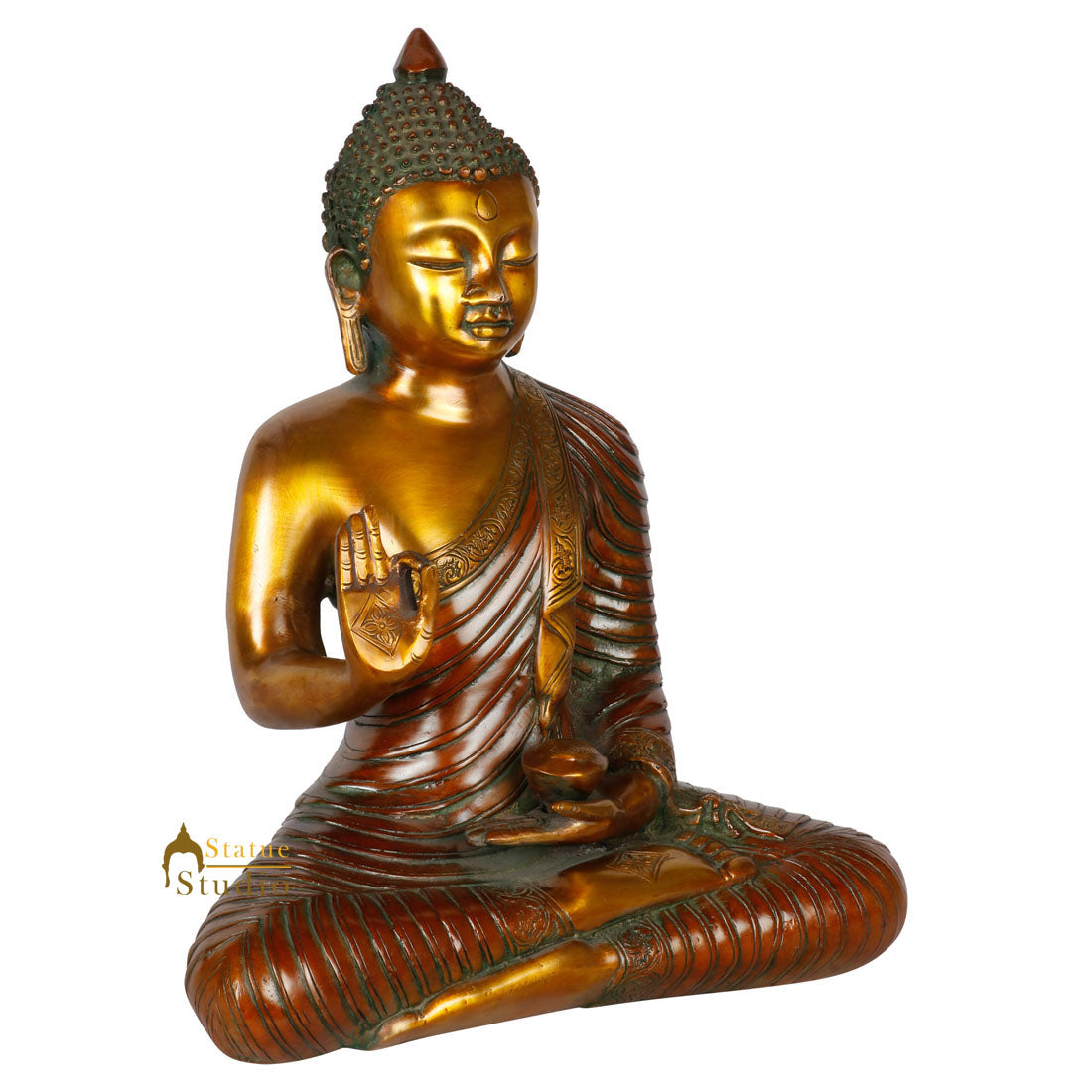 Indian Made Burmese Blessing Buddha Home Peace Décor Gift Idol Statue Figure 13" - Image 3