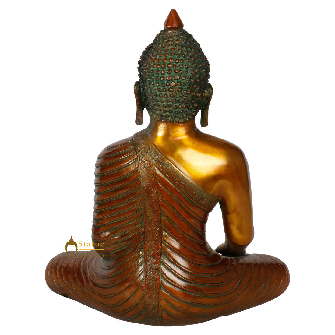 Indian Made Burmese Earth Touching Buddha Home Décor Idol Statue Figure 13" - Image 4