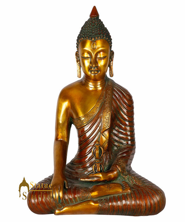 Indian Made Burmese Earth Touching Buddha Home Décor Idol Statue Figure 13" - Eco-friendly - Sama Homes