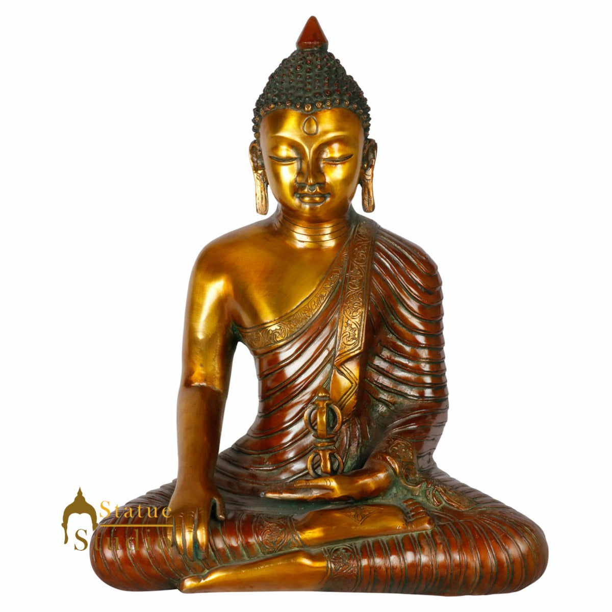 Indian Made Burmese Earth Touching Buddha Home Décor Idol Statue Figure 13" - Image 2