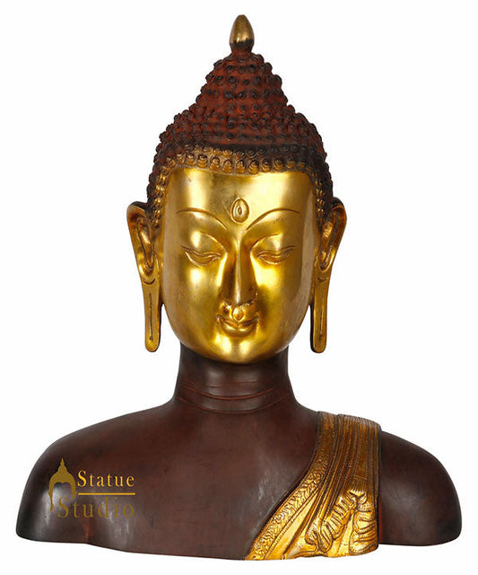 Vintage Antique Finish Table Décor Buddha Bust Showpiece Statue Décor Figuine 14"