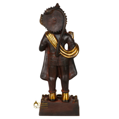 Brass Hanuman Statue Fine Work Antique Finish For Home Decor 16" by vendor-unknown - Hindu Gods (View 4)