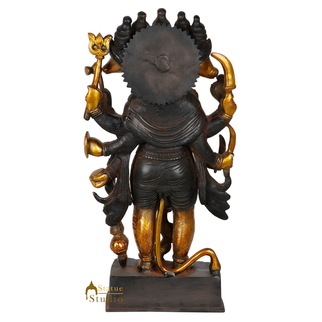Brass Standing Panchmukhi Hanuman Statue Antique Finish For Home Décor 17" - Image 4