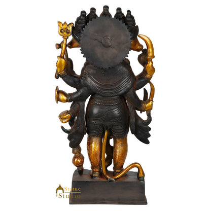 Brass Standing Panchmukhi Hanuman Statue Antique Finish For Home Décor 17" by vendor-unknown - Hindu Gods (View 4)